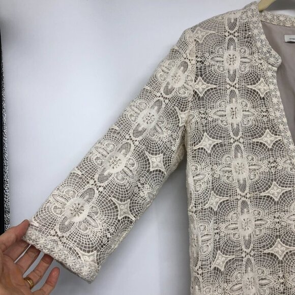 DAY Birger et Mikkelsen Cream Geometric Crochet lined Dress size 36 - Picture 9 of 16